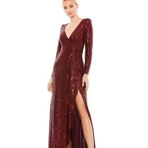 Mac Duggal Size 10 Red / Burgundy Sequined Dress - image 1